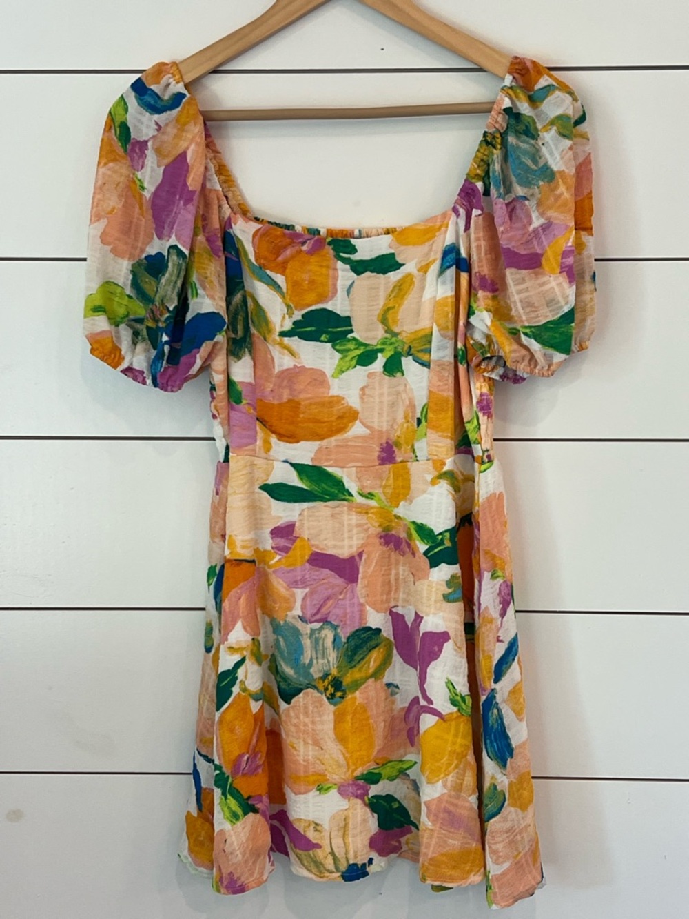 Lily‎ Rose Multi-Color Floral Puff-Sleeve Mini Dress